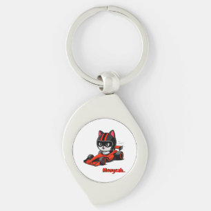 Porte-clés voiture de course de chat