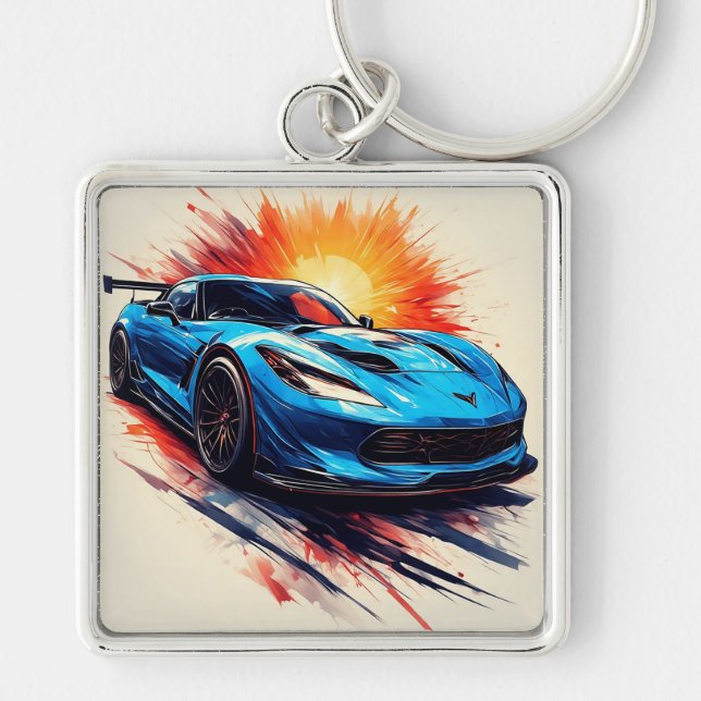Porte-clés Voiture De Sport Stylisée Avec Brosse Dynamique (Devant)