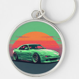 Porte-clés Voiture De Sport Vert Vibrant