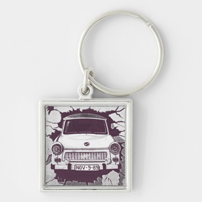 Porte-clés Voiture de Trabant, noir et blanc, mur de Berlin (Devant)