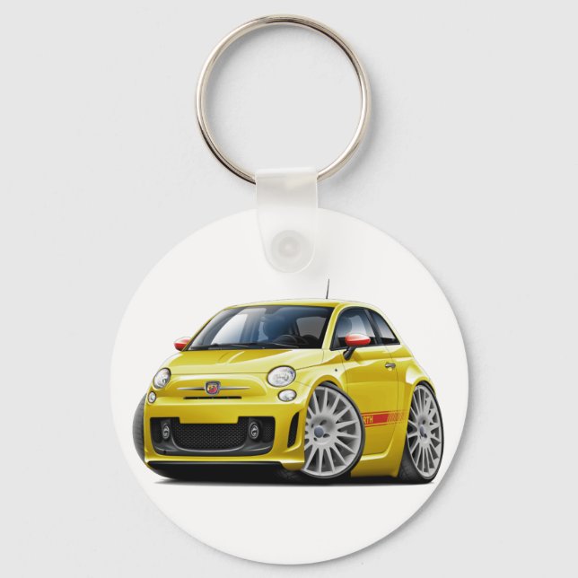 Porte-clés Voiture Fiat 500 Abarth Jaune (Recto)