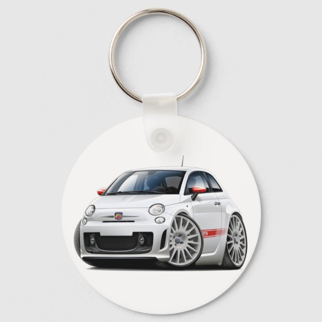 Porte-clés Voiture Fiat 500 Abarth White (Recto)