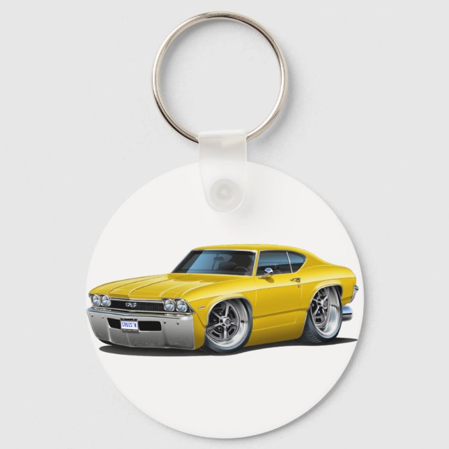 Porte-clés Voiture Jaune Chevelle 1968 (Recto)