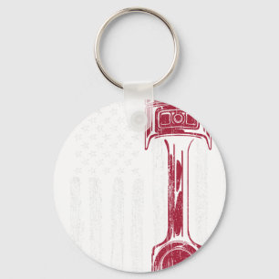 Porte-clés Voiture Musclée à Piston Drapeau Américain