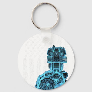 Porte-clés Voiture Musclée à Piston Drapeau Américain 7