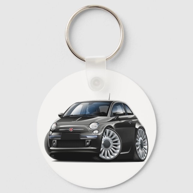 Porte-clés Voiture noire Fiat 500 (Recto)