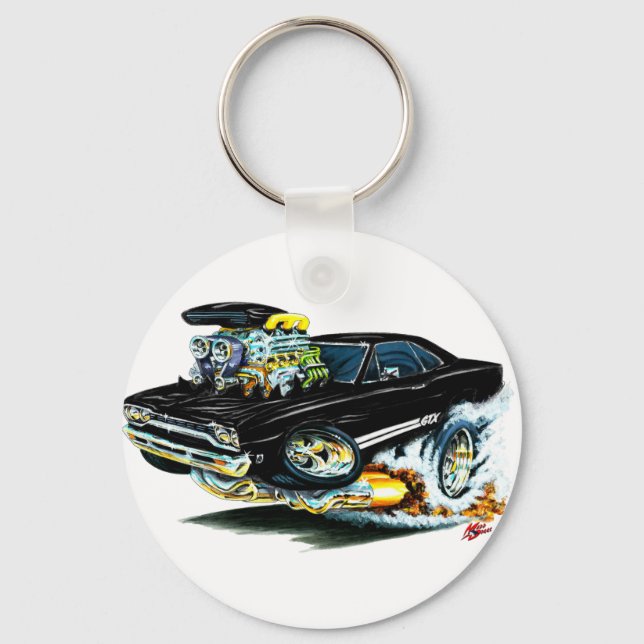 Porte-clés Voiture Noire Plymouth GTX 1968-69 (Recto)