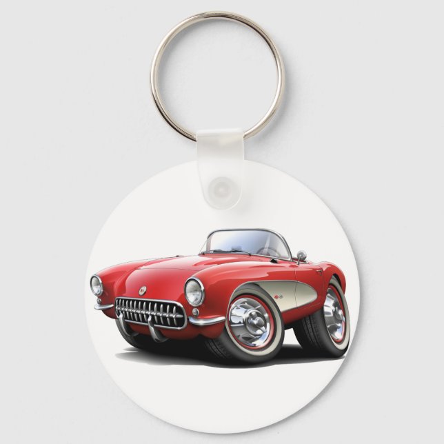 Porte-clés Voiture rouge Corvette 1956-57 (Recto)