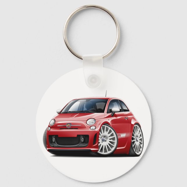 Porte-clés Voiture Rouge Fiat 500 Abarth (Recto)