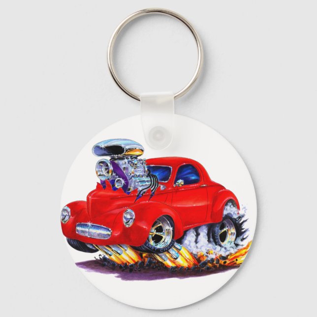 Porte-clés Voiture rouge Willys 1941 (Recto)