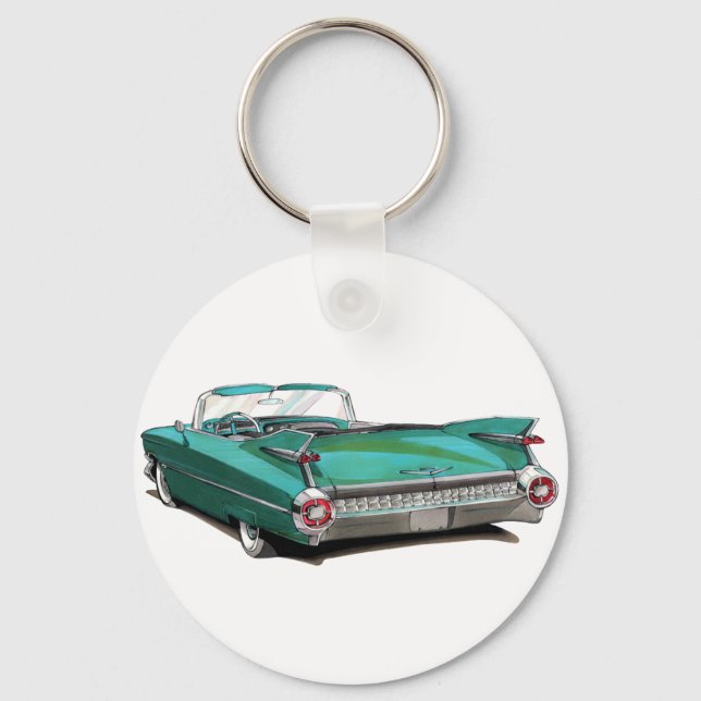 Porte-clés Voiture Turquoise Cadillac 1959 (Recto)