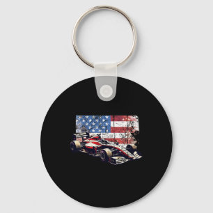 Porte-clés Voiture vintage Auto Racing Drapeau américain 4 ju