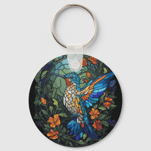 Porte-clés Vol Humming Oiseau Colorful Verre