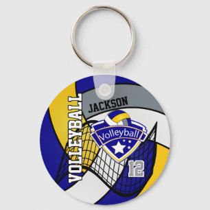 Porte-clés Volley-ball bleu, gris, jaune et blanc 🏐 concepti