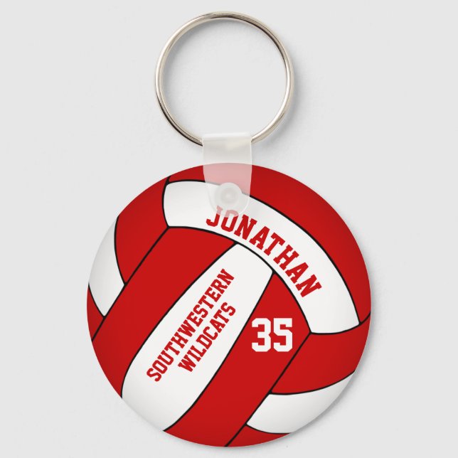 Porte-clés volley-ball féminin blanc rouge (Recto)