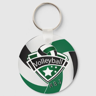 Porte-clés Volley-ball - Monogramme - Vert, Blanc et Noir
