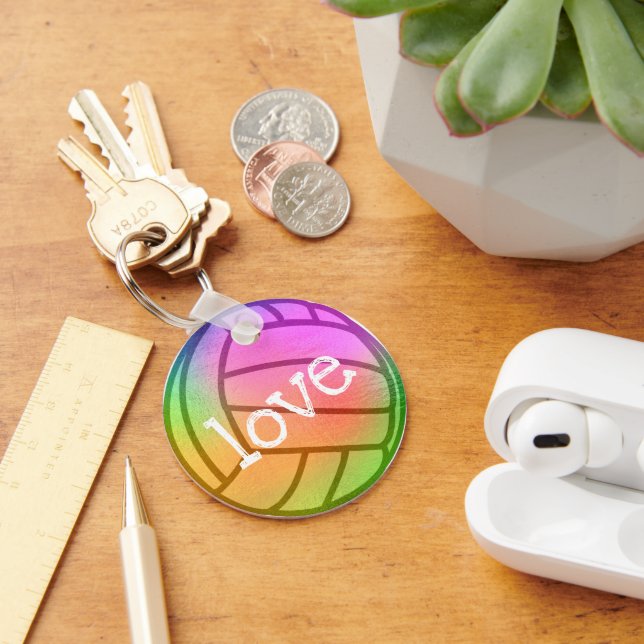 Porte-clés Volley-ball Neon Rainbow Personnalisé (Bureau)