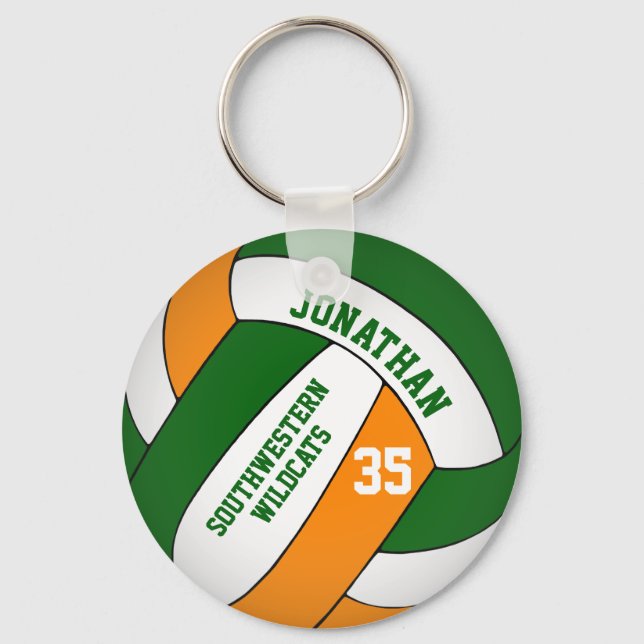Porte-clés volley-ball personnalisé orange vert (Recto)