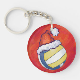 Porte-clés Volleyball avec chapeau de Noël