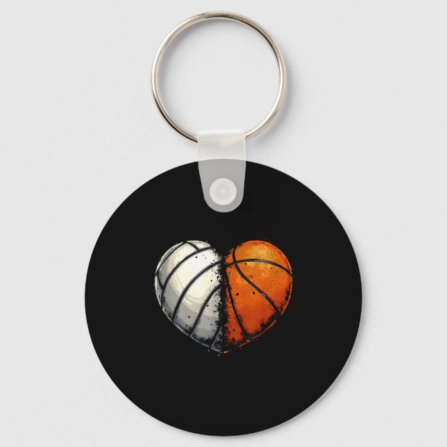 Porte-clés Volleyball Basketball Ball Heart Srts Lover Valent (Recto)
