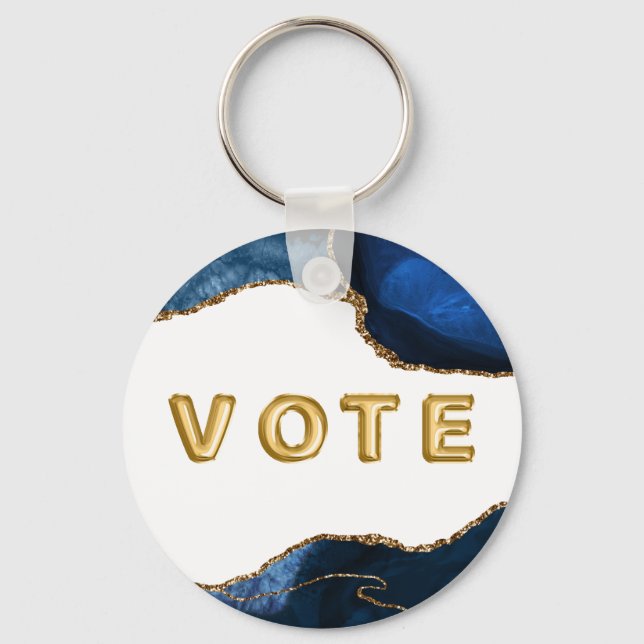 Porte-clés Vote Agate Saphir avec Veines d'Or (Recto)
