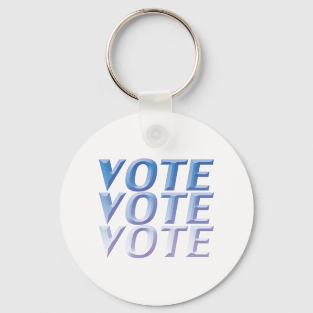 Porte-clés vote - bleu 3D lettres blanc (Recto)