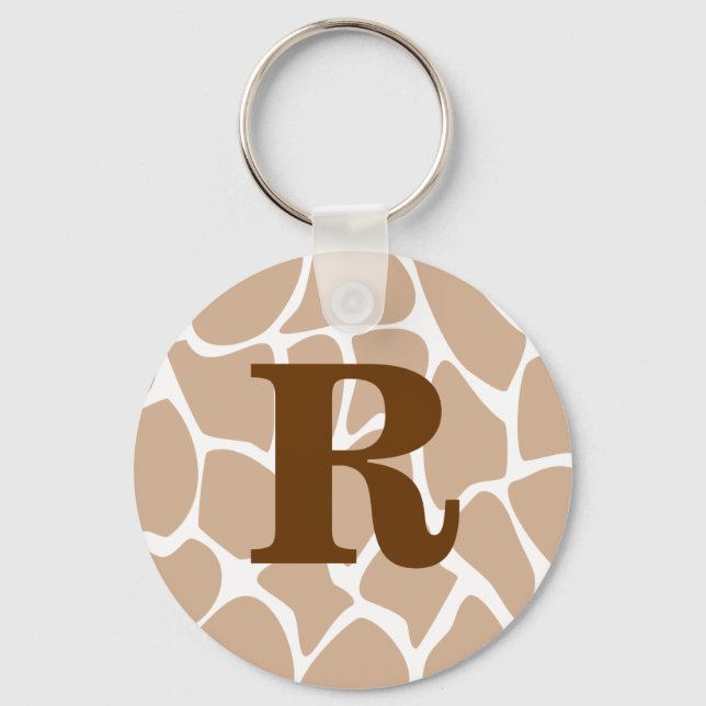Porte-clés Votre Lettre. Conception d'impression de girafe Mo (Recto)