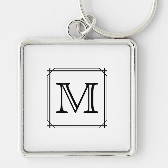 Porte-clés Votre lettre. Monogramme fait sur commande. Noir (Devant)