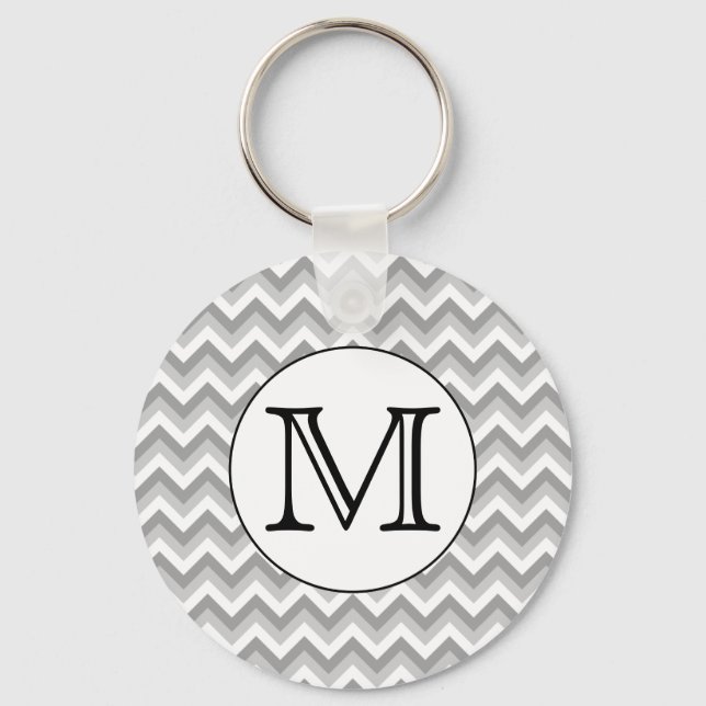 Porte-clés Votre Lettre. Monogramme Motif de Zigzag gris. (Recto)