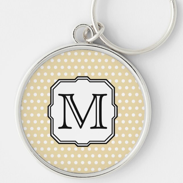 Porte-clés Votre Lettre. Monogramme personnalisé. Polka Beige (Devant)