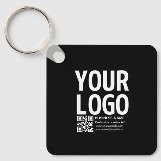 Porte-clés Votre logo avec code QR et texte modifiables  (Recto)