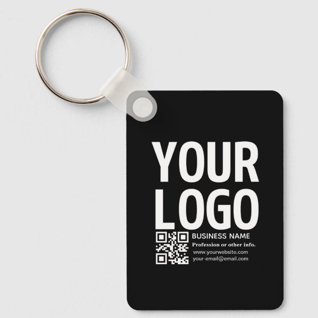 Porte-clés Votre logo avec code QR et texte modifiables  (Recto)