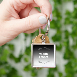Porte-clés Votre logo Dégradé noir et blanc moderne éditabl