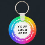Porte-clés Votre logo d'entreprise sur Rainbow Merci<br><div class="desc">Votre logo d'entreprise sur un Merci Rainbow coloré avec un porte - clé personnalisé avec un texte personnalisé dans un design moderne et professionnel. Minimaliste et unisexe,  pour tout âge et toutes occasions.</div>