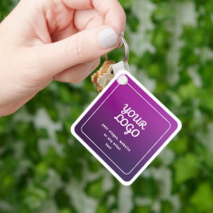 Porte-clés Votre logo et ombre dégradé violet clair à foncé é