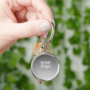 Porte-clés Votre logo et texte d'entreprise Ombre gris fonc