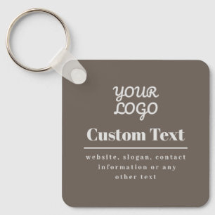 Porte-clés Votre logo rétro-moderne moderne beige et gris cla