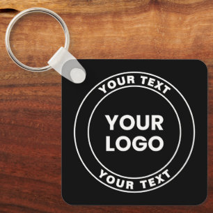 Porte-clés Votre logo téléchargé + Texte circulaire gras