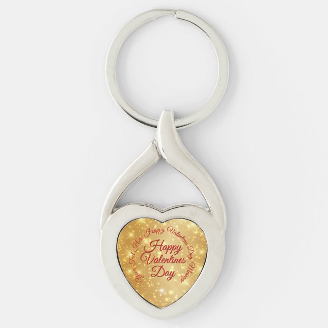 Porte-clés Votre message de la Saint-Valentin cœur en or (Devant)