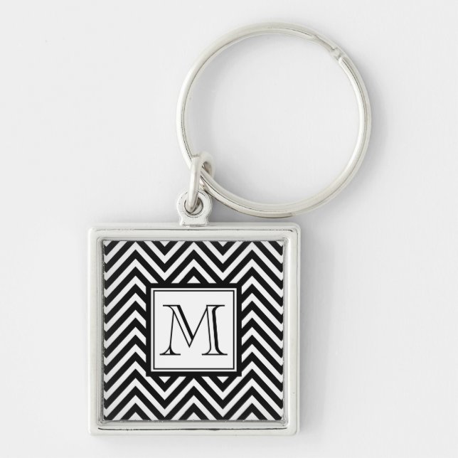 PORTE-CLÉS VOTRE MONOGRAMME, CHEVRON NOIR (Devant)