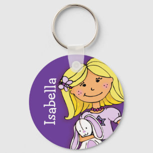 Porte-clés Votre nom 8 lettres filles blonde violet porte - c