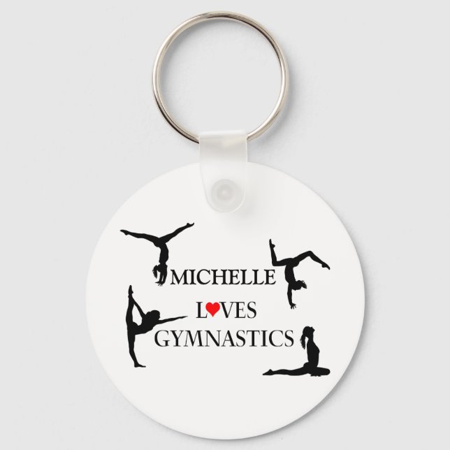 Porte-clés "VOTRE NOM" Aime La Gymnastique (Recto)