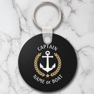 Porte-clés Votre nom de bateau Capitaine Ancre Laurel Marine