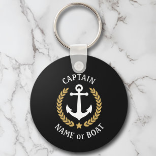 Porte-clés Votre nom de bateau Capitaine Ancre Laurel Marine 