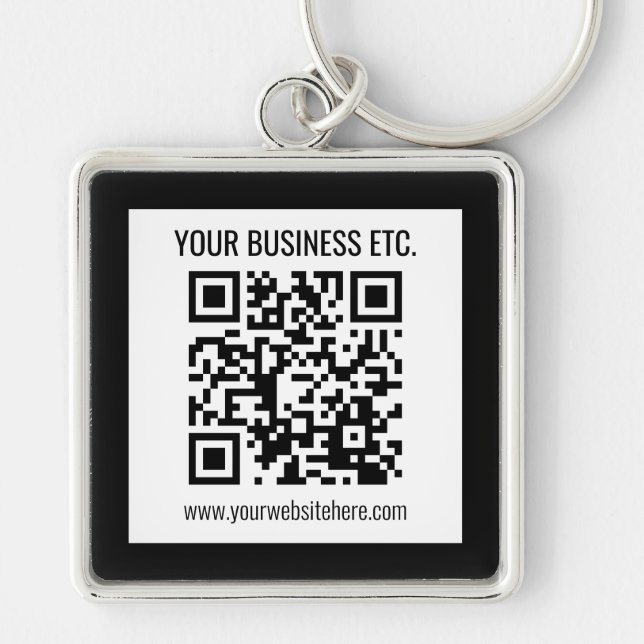Porte-clés Votre nom d'entreprise et code QR modifiable (Devant)
