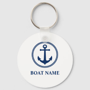 Porte-clés Votre nom ou nom de bateau Ancre de mer Marine Ble