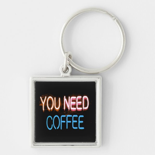 Porte-clés Vous avez besoin de café, Caffine Neon Sign (Devant)