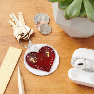 Porte-clés Vous et moi - jeu d'alphabet sur un coeur rouge