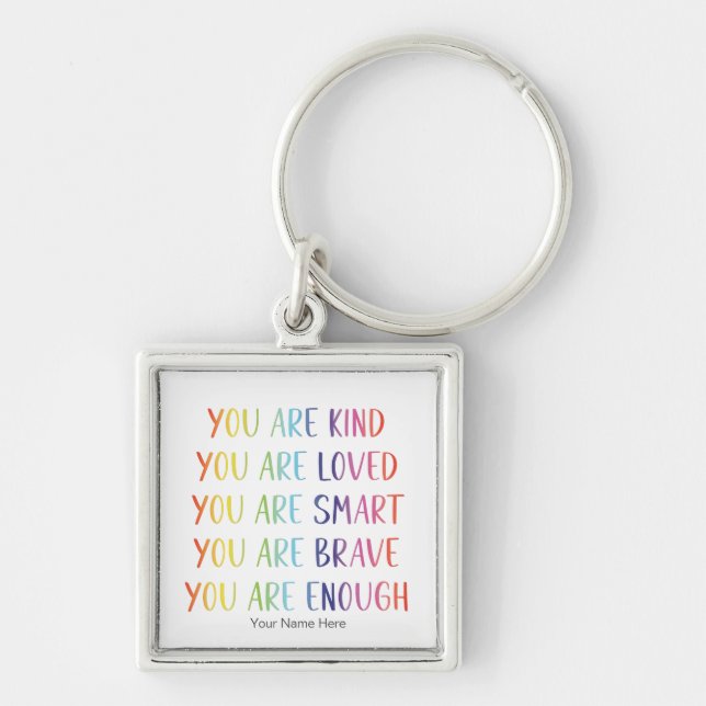 Porte-clés Vous êtes aimé Affirmations positives arc-en-ciel  (Devant)