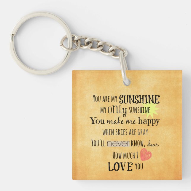 Porte-clés Vous êtes ma Sunshine Word Art Typographie (Devant)